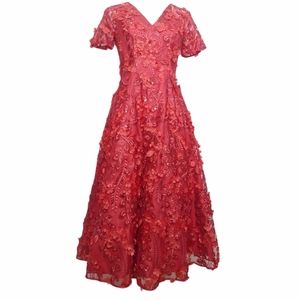 💃Carmen Marc Valvo red dress XS sz 2 lace maxi